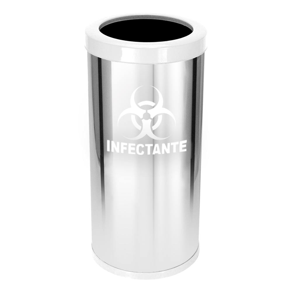 Lixeira em Aço Inox JSN Com Aro Plástico Branco 22 Litros