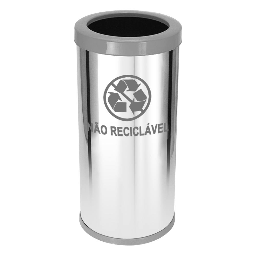 Lixeira em Aço Inox JSN Com Aro Plástico Cinza 22 Litros