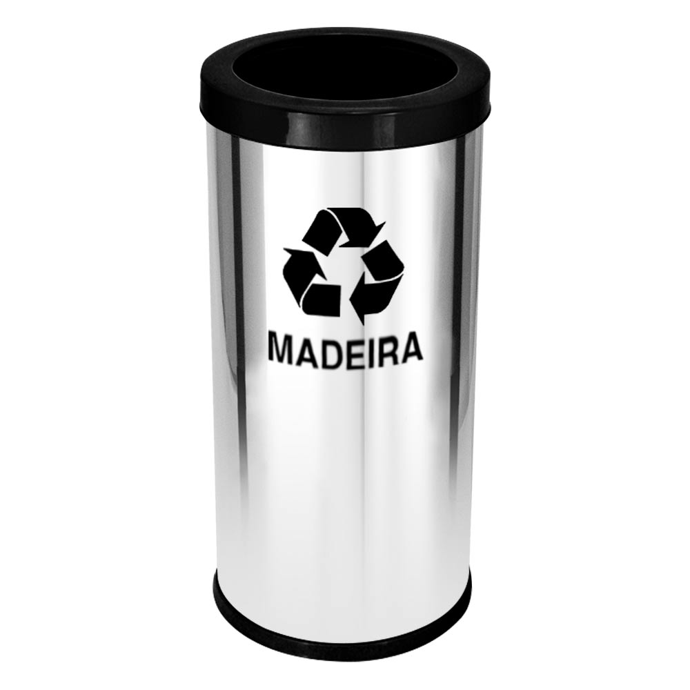 Lixeira em Aço Inox JSN Com Aro Plástico Preto 22 Litros