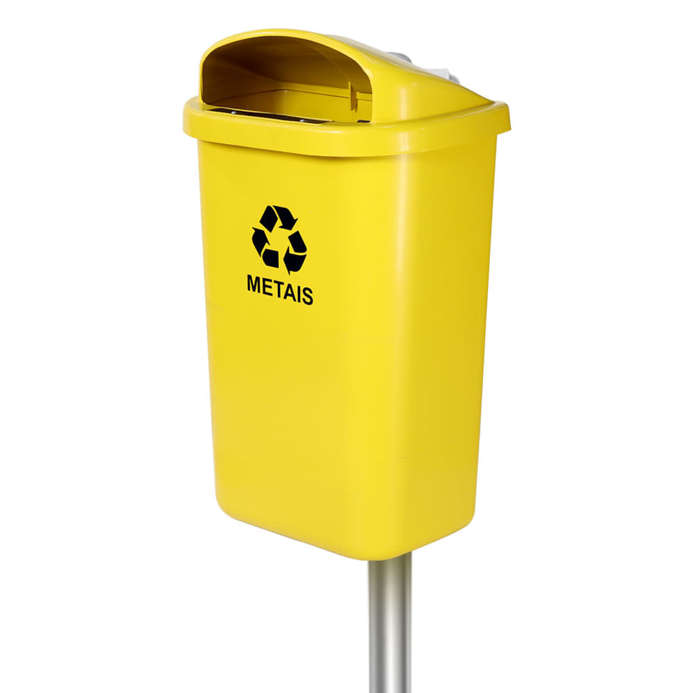 Lixeira Individual JSN Coleta Seletiva 50L Amarela C/Poste