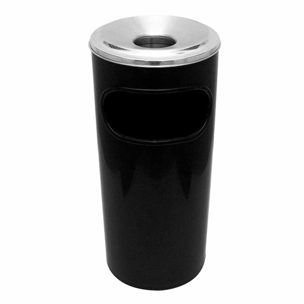 Cinzeiro Lixeira Plástica JSN com Aro em Alumínio Preta 22L