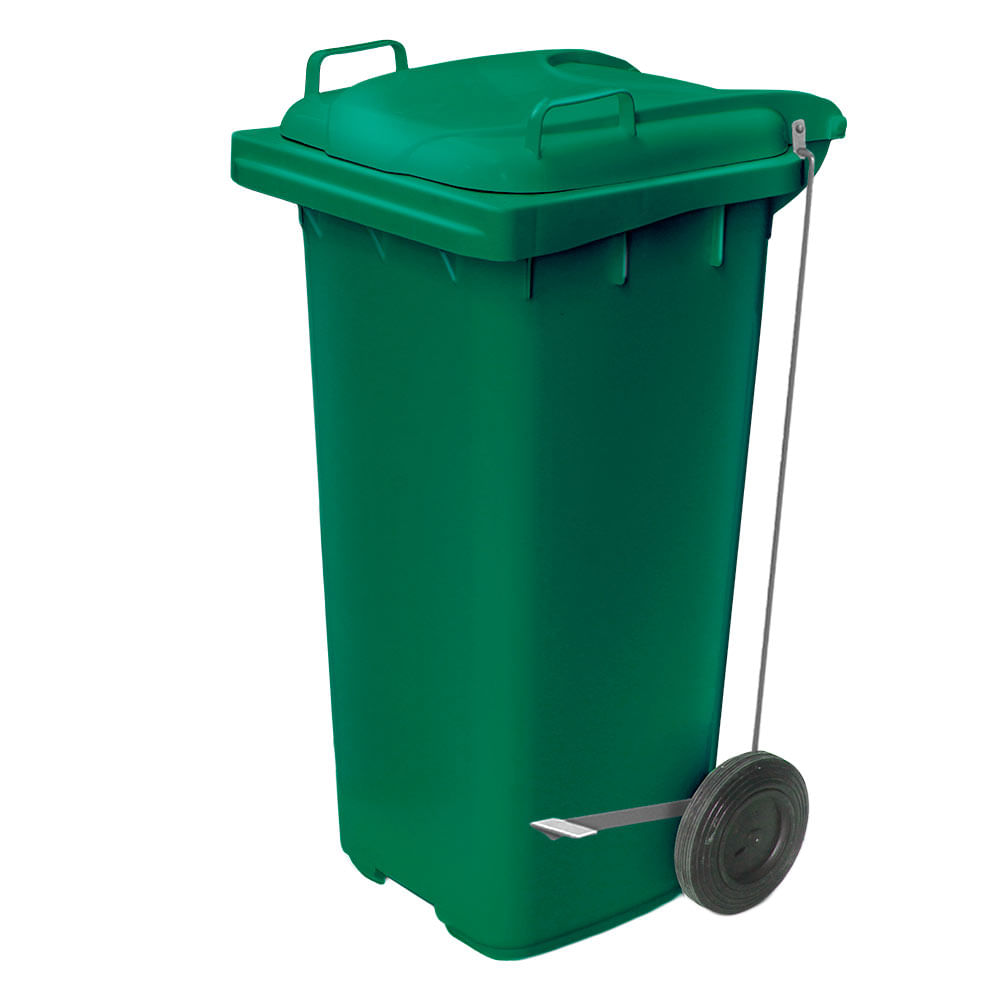 Contêiner de Lixo JSN Plástico c/ Pedal Lateral 120L Verde
