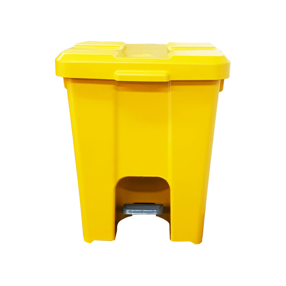 Lixeira JSN Plastica Quadrada com Pedal 15 Litros Amarela