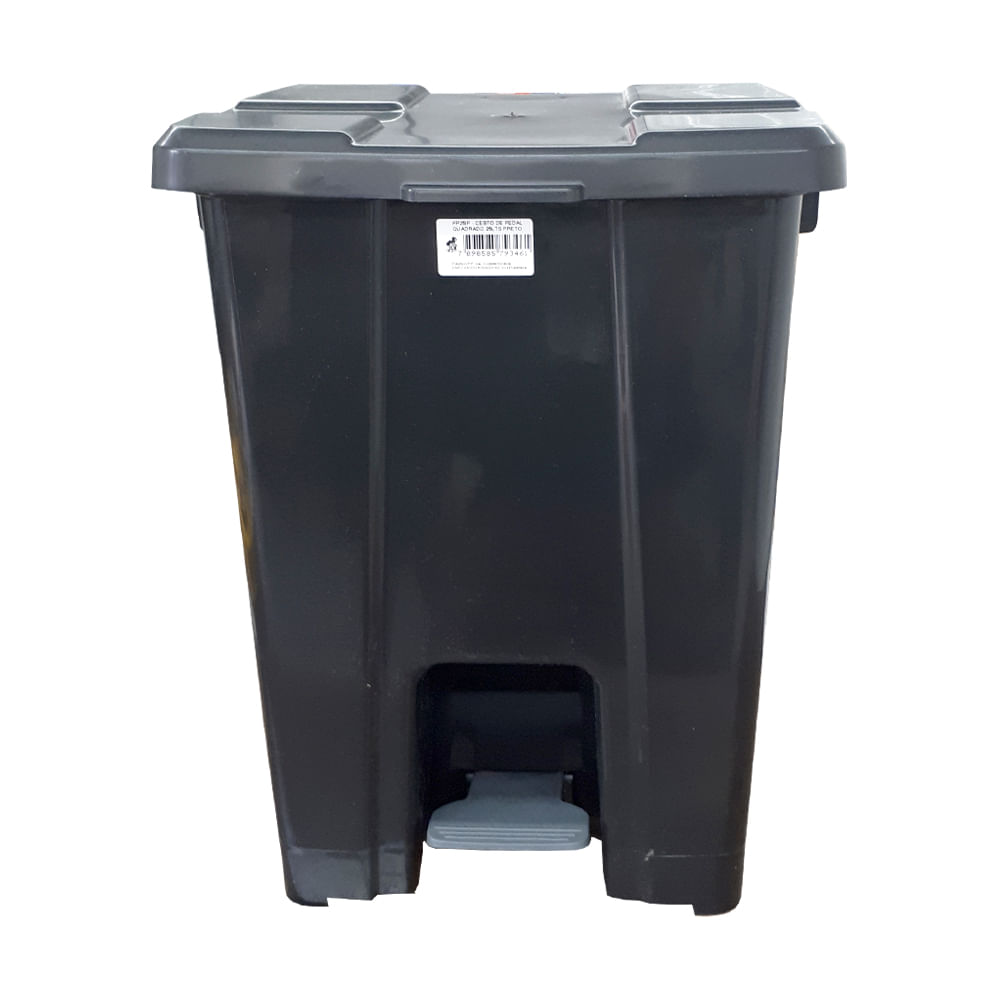 Lixeira JSN Plastica Quadrada com Pedal 25 Litros Preta