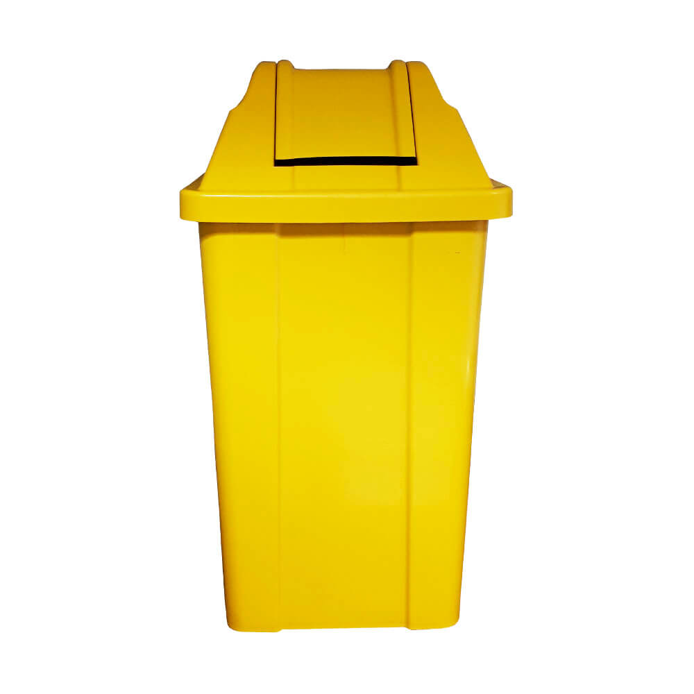 Lixeira Plástica com Tampa JSN Vai Vem Amarela 60 Litros