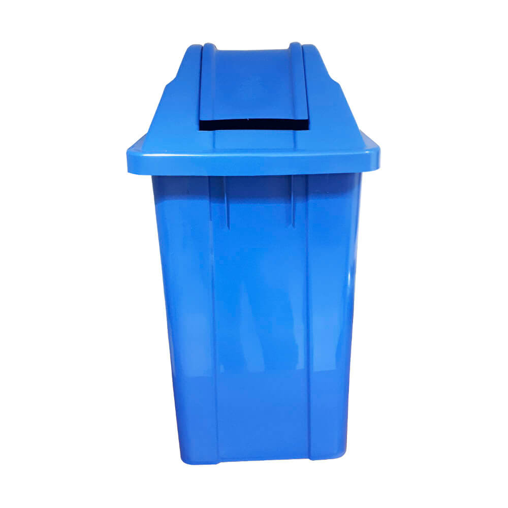 Lixeira Plástica com Tampa Vai Vem JSN Azul 60 Litros