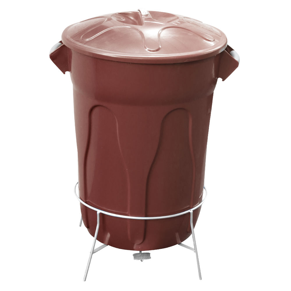 Lixeira Plastica JSN com Pedal em Aco 100 Litros Marrom