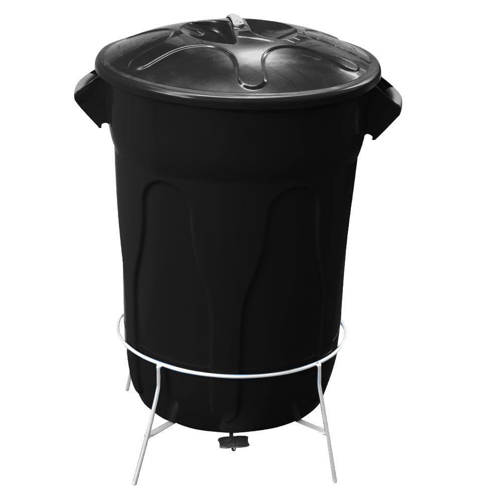 Lixeira Plastica JSN com Pedal em Aço 100 Litros Preta
