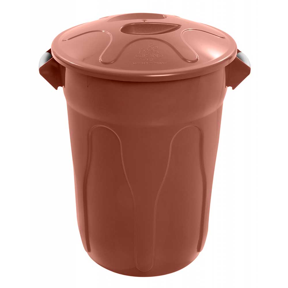 Lixeira Plástica JSN Com Tampa Sobreposta 60 Litros Marrom