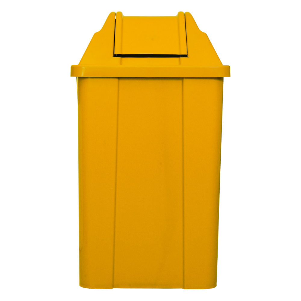 Lixeira Plástica JSN Com Tampa Vai Vem Amarela 100 Litros