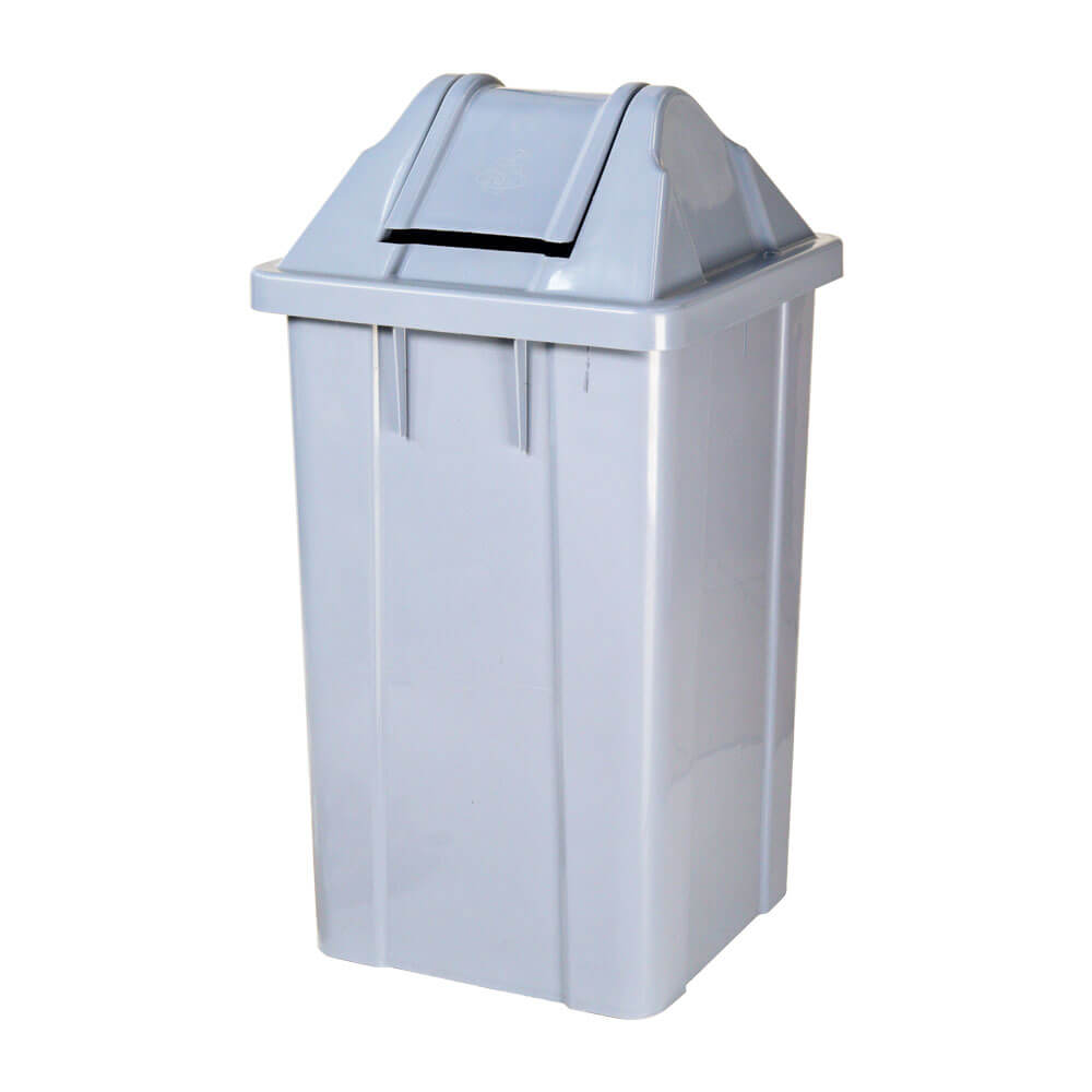 Lixeira Plástica JSN Com Tampa Vai Vem Cinza 60 Litros