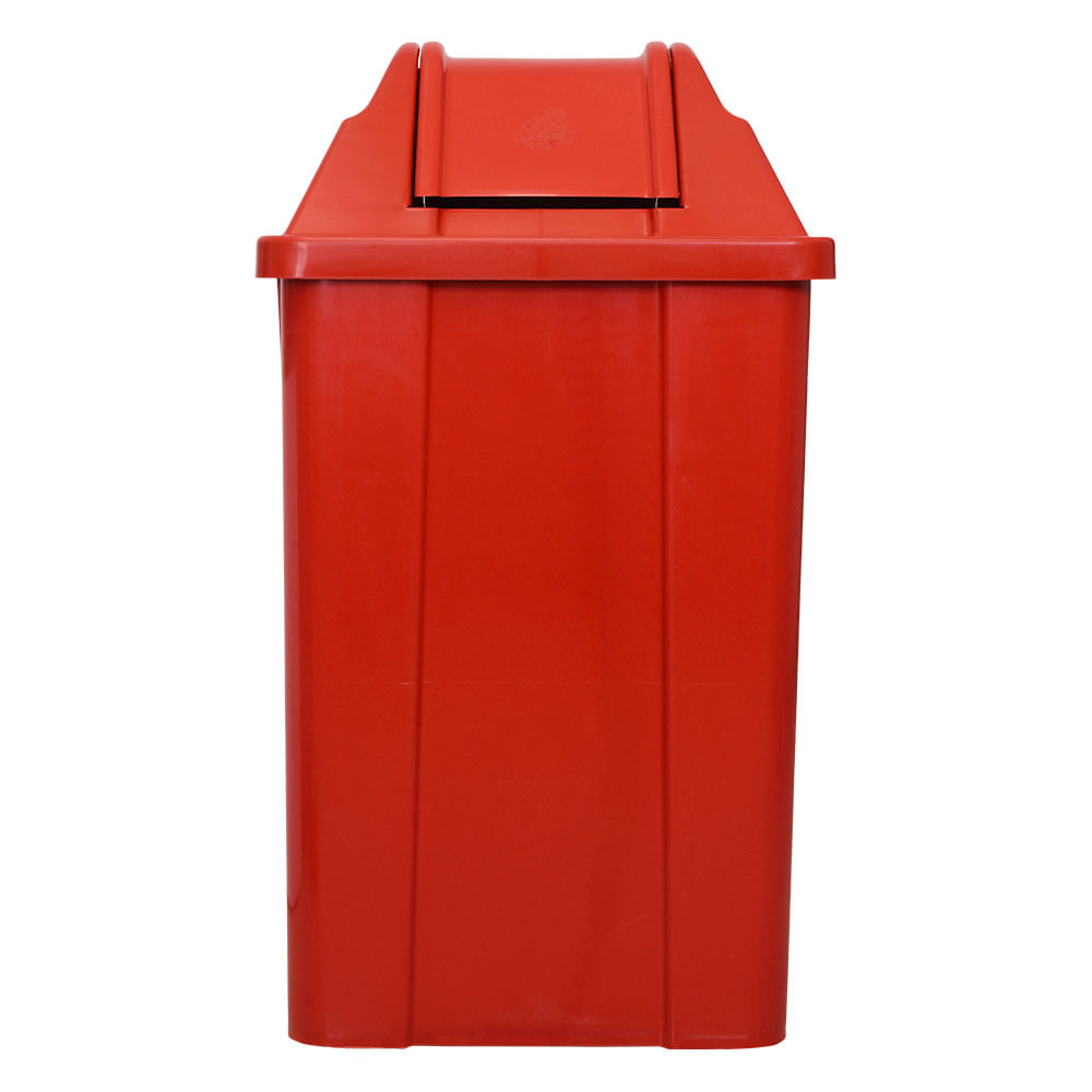 Lixeira Plástica JSN Com Tampa Vai Vem Vermelha 100 Litros