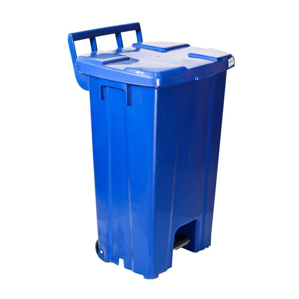 Lixeira Plástica JSN Quadrada com Pedal 100 Litros Azul