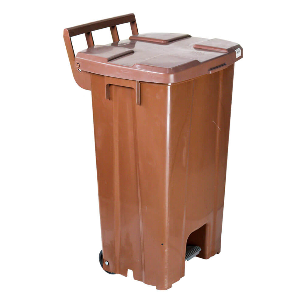 Lixeira Plástica JSN Quadrada com Pedal 100 Litros Marrom