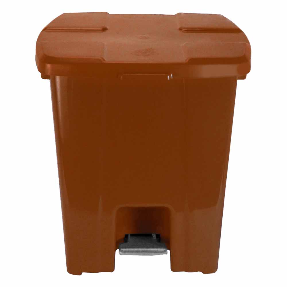 Lixeira Plástica Quadrada com Pedal JSN Marrom 30 Litros