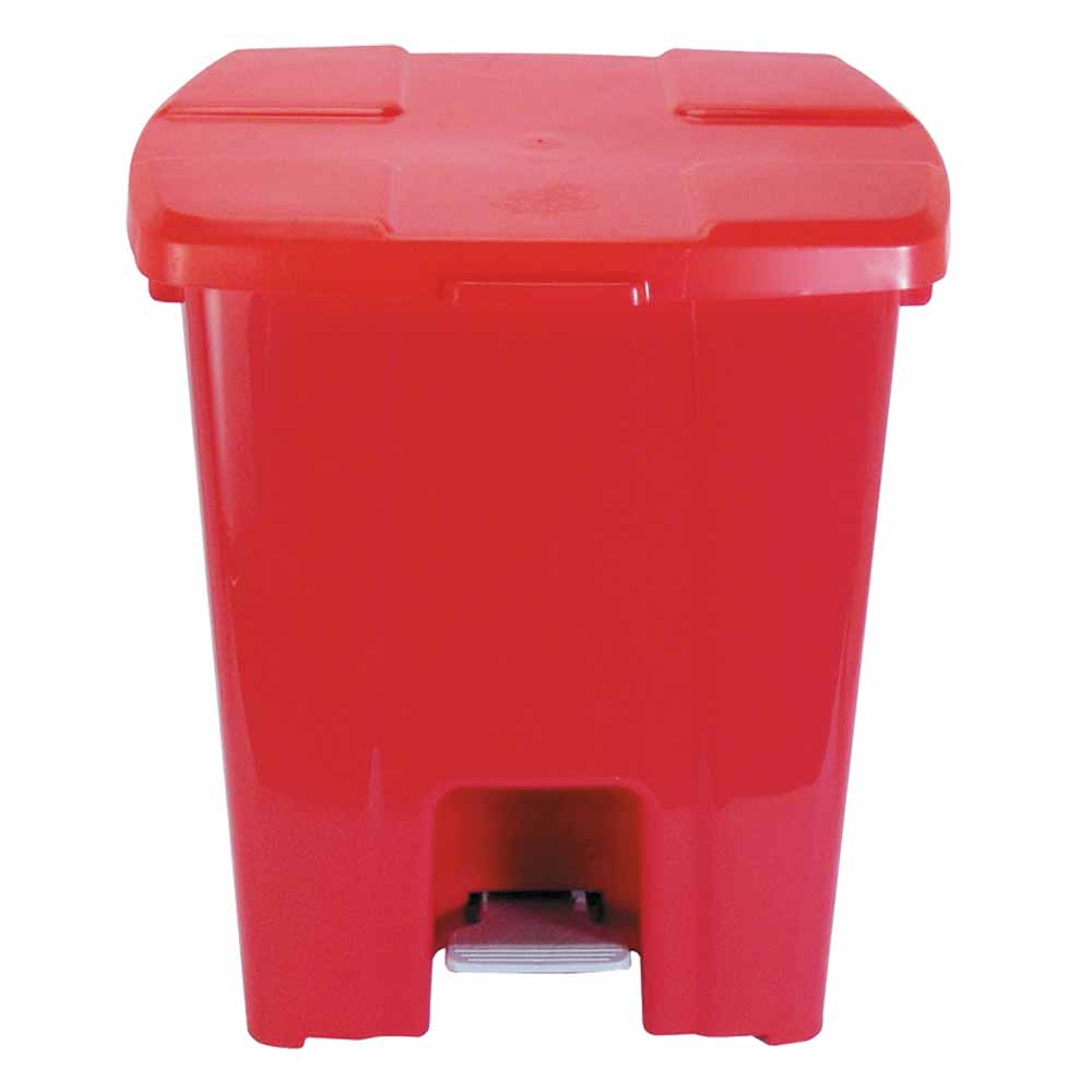 Lixeira Plástica Quadrada com Pedal JSN Vermelho 30 Litros