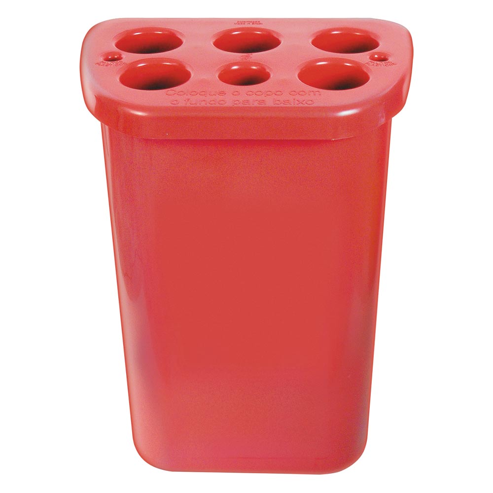 Lixeira para Copos JSN com 6 Tubos de Água/Café 50L Vermelha