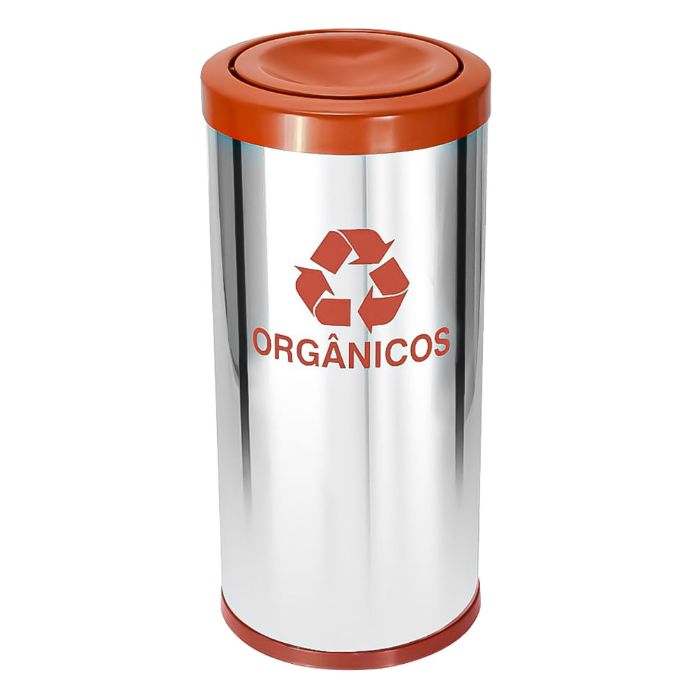 Lixeira em Aço Inox JSN Tampa Meia Esfera PP Marrom 22L