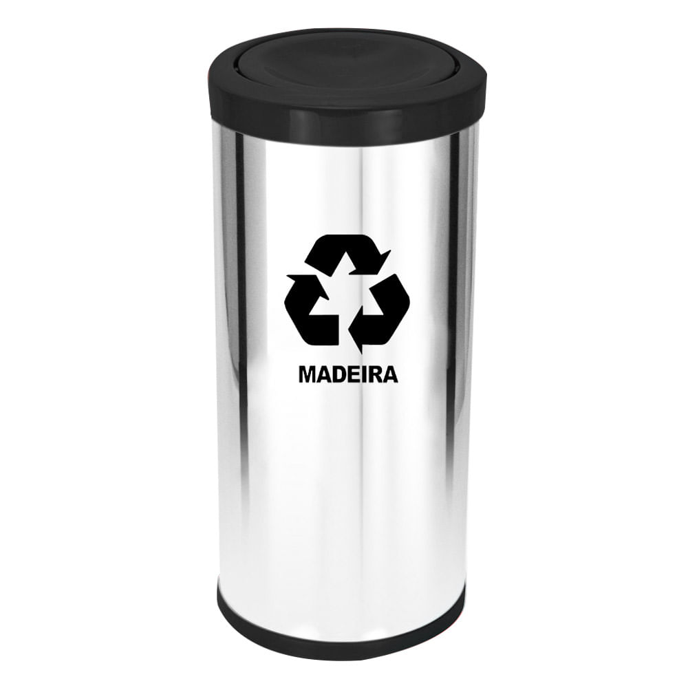 Lixeira em Aço Inox JSN Tampa Meia Esfera Preto 22 Litros