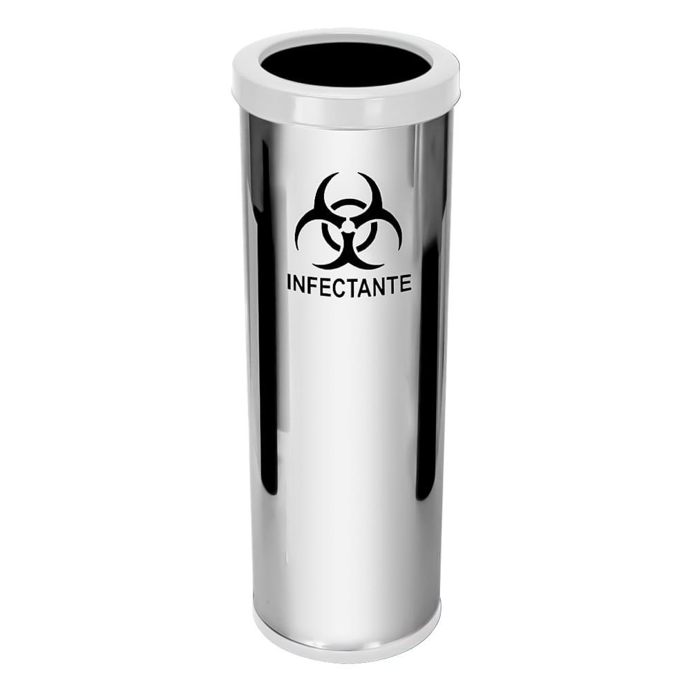 Lixeira em Aço Inox JSN Com Aro Branco 30 Litros