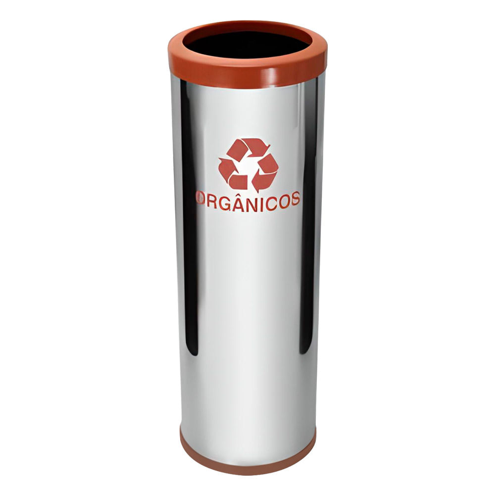 Lixeira em Aço Inox JSN Com Aro Plástico Marrom 30 Litros