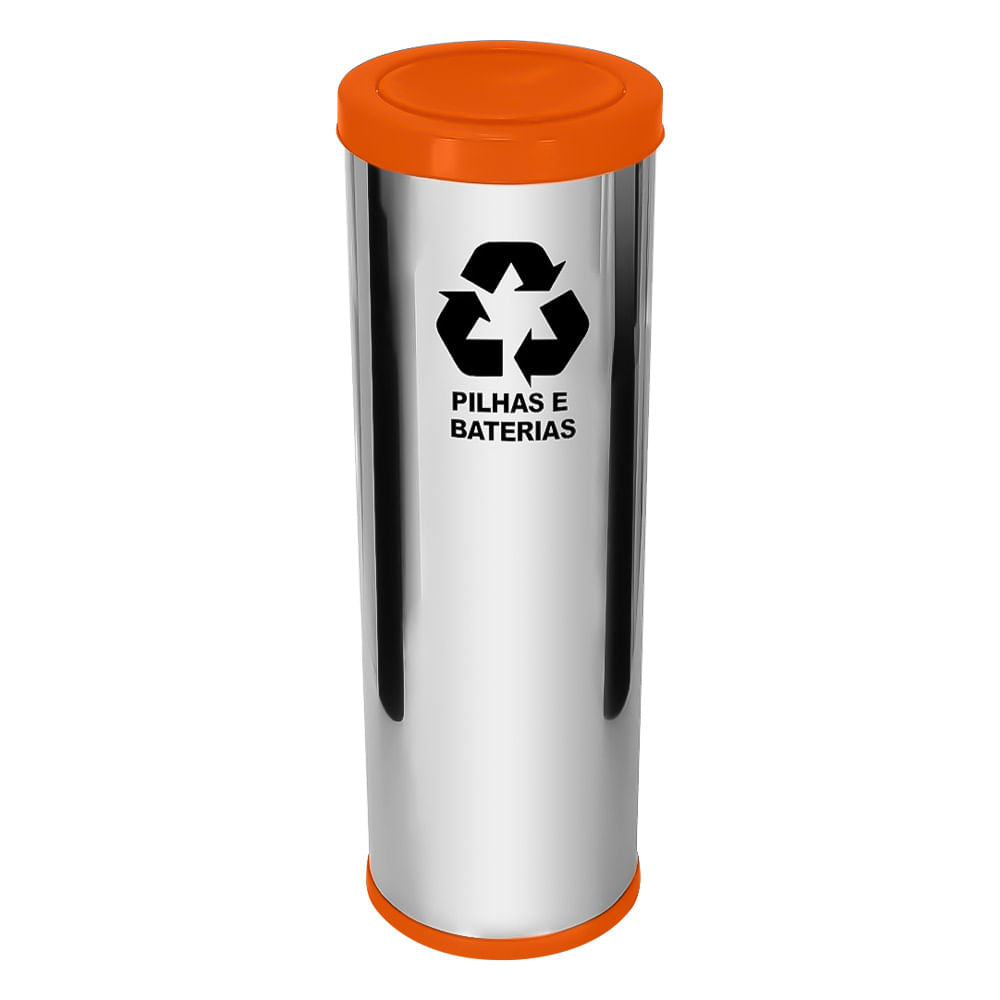 Lixeira Aço Inox JSN Tampa Meia Esfera Plástica 30L Laranja