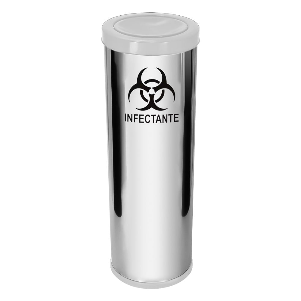 Lixeira em Aço Inox JSN Tampa Meia Esfera Branco 30 Litros