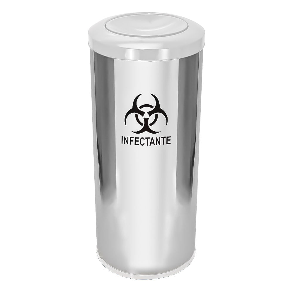 Lixeira em Aço Inox JSN Tampa Meia Esfera Branco 50 Litros