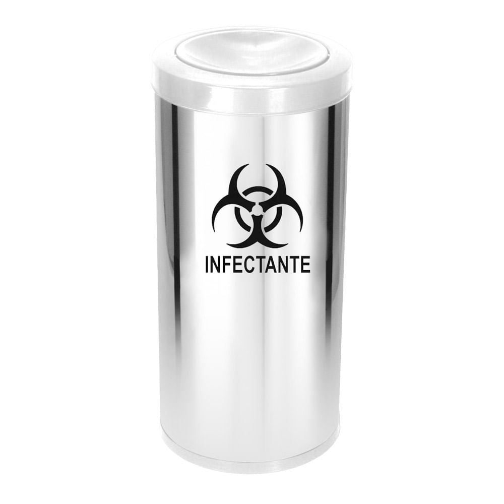 Lixeira em Aço Inox JSN Tampa Meia Esfera Branco 22 Litros