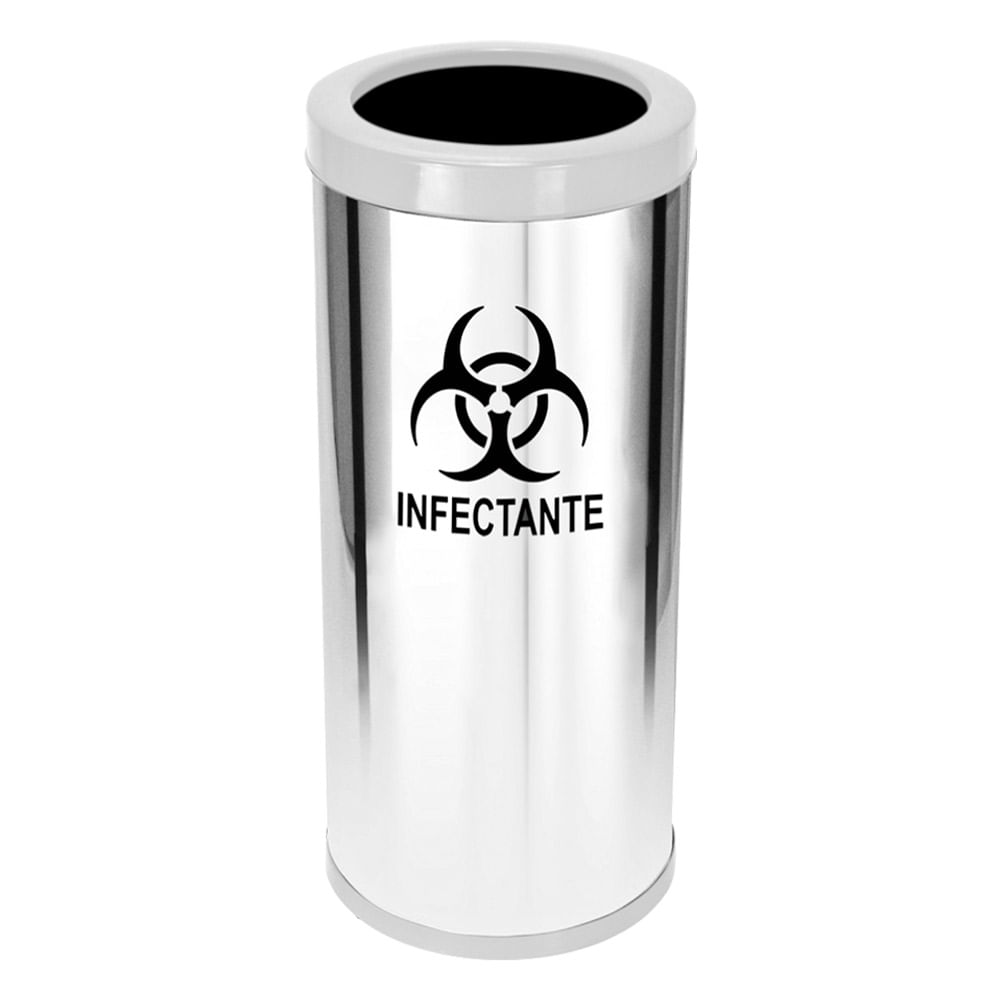 Lixeira em Aço Inox JSN Com Aro Branco 50 Litros