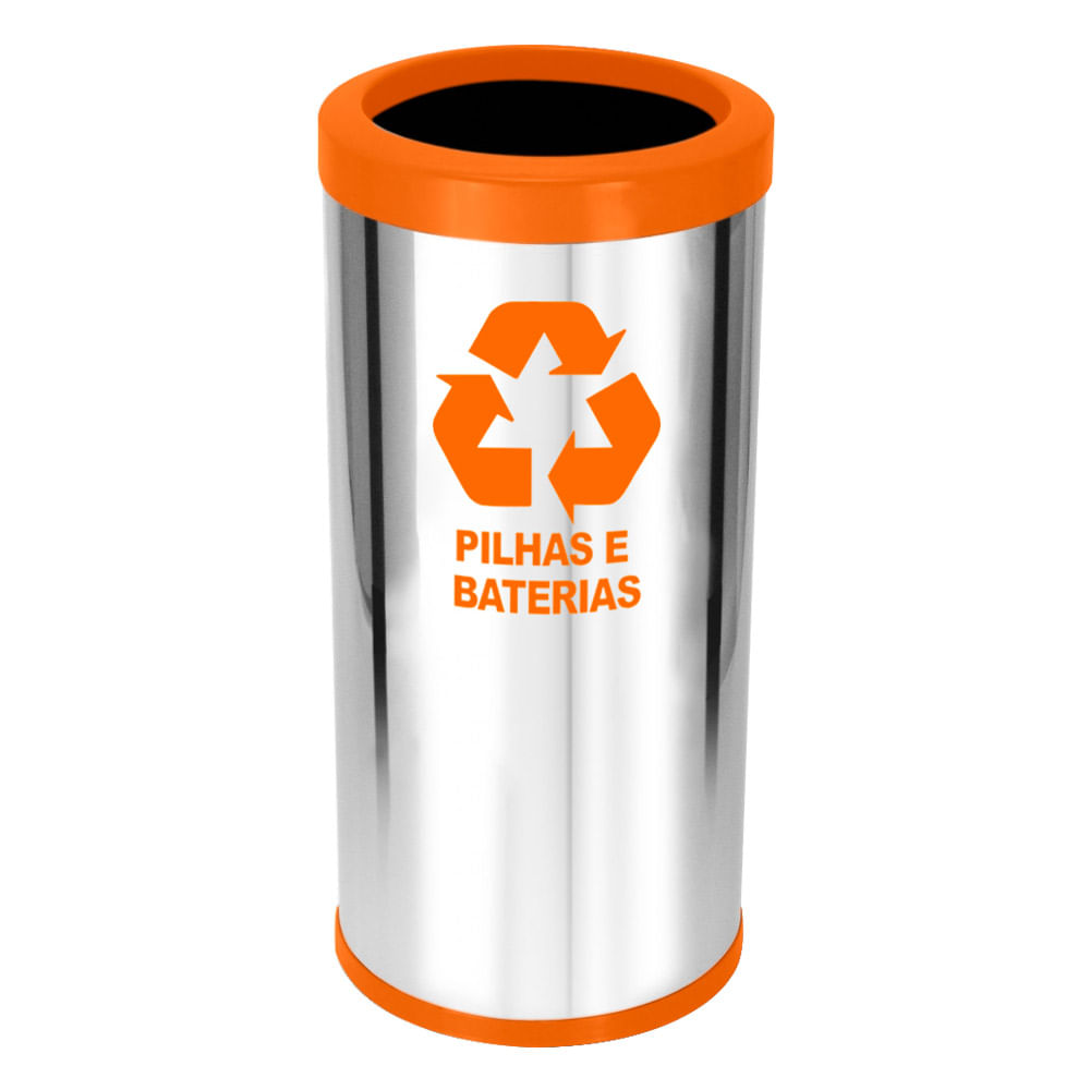 Lixeira em Aço Inox JSN Com Aro Plástico Laranja 50 Litros