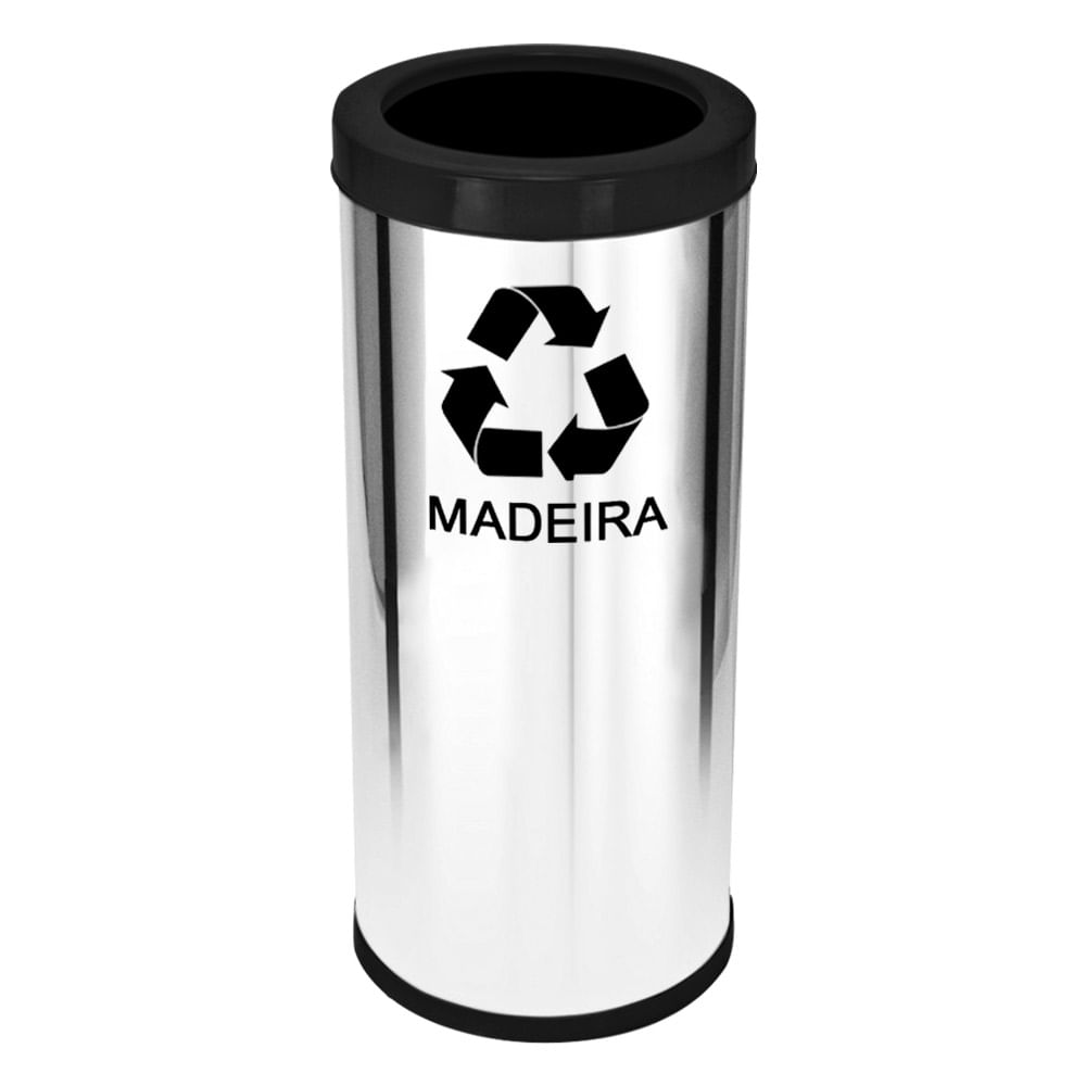 Lixeira em Aço Inox JSN Com Aro Preto 50 Litros