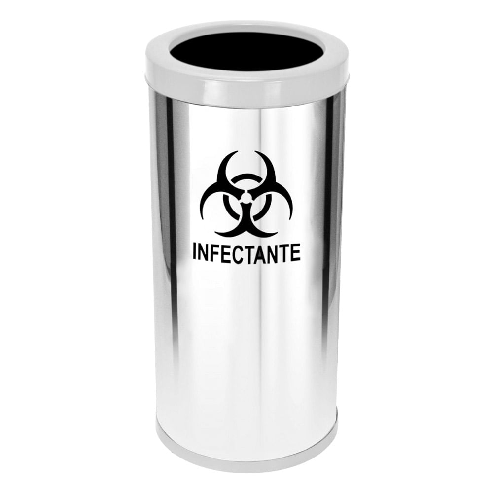 Lixeira em Aço Inox JSN Com Aro Branco 22 Litros