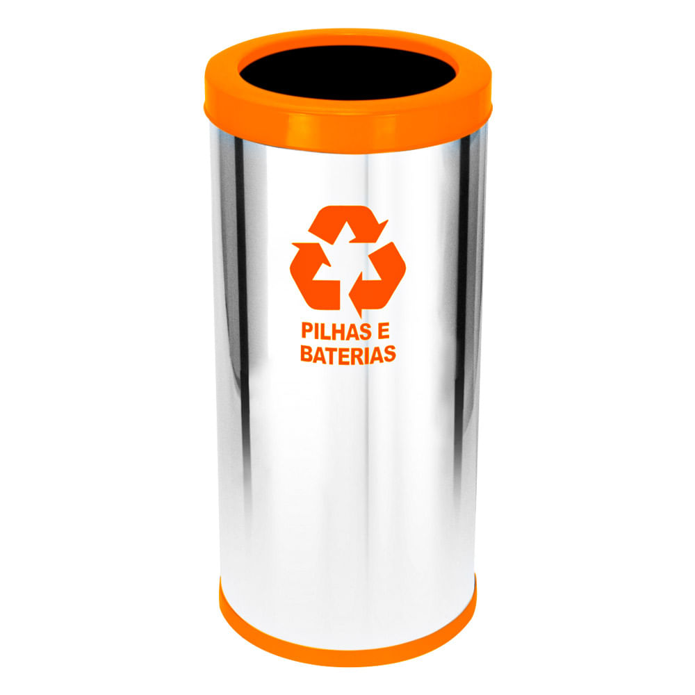 Lixeira em Aço Inox JSN Com Aro Plástico Laranja 22 Litros
