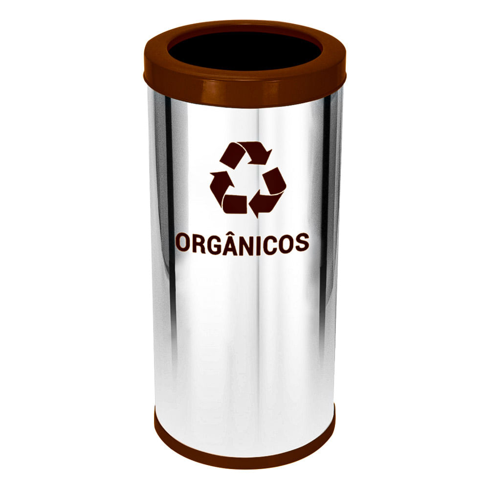 Lixeira em Aço Inox JSN Com Aro Plástico Marrom 22 Litros