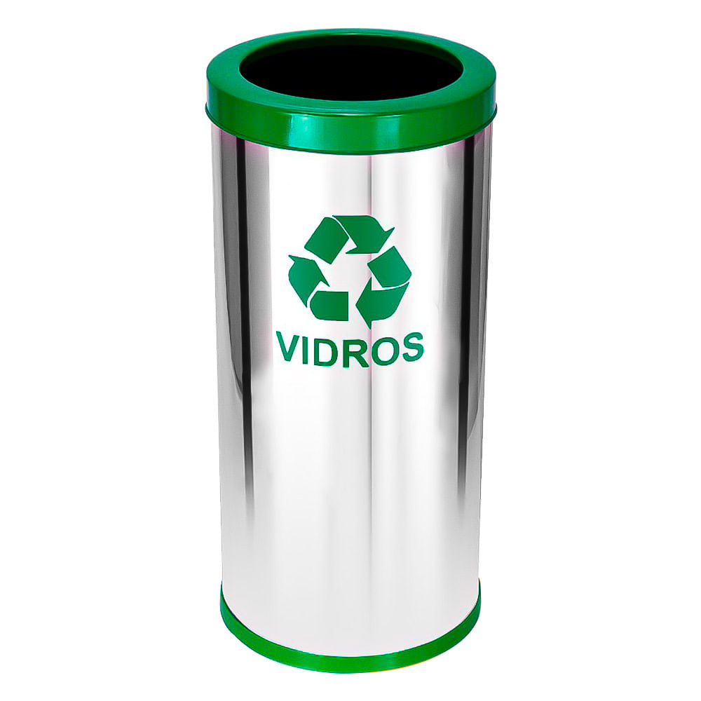 Lixeira em Aço Inox JSN Com Aro Plástico Verde 22 Litros