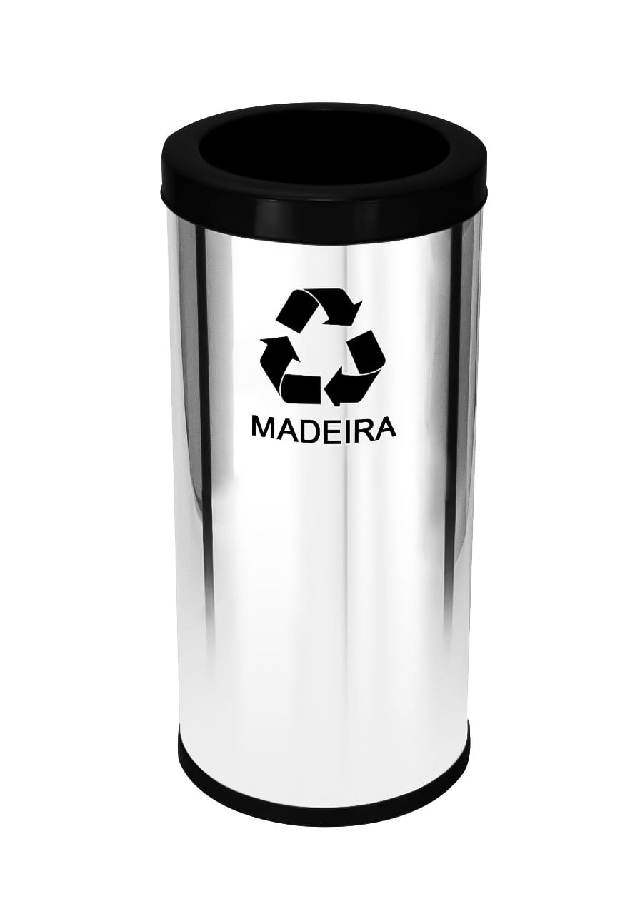 Lixeira em Aço Inox JSN Com Aro Preto 22 Litros