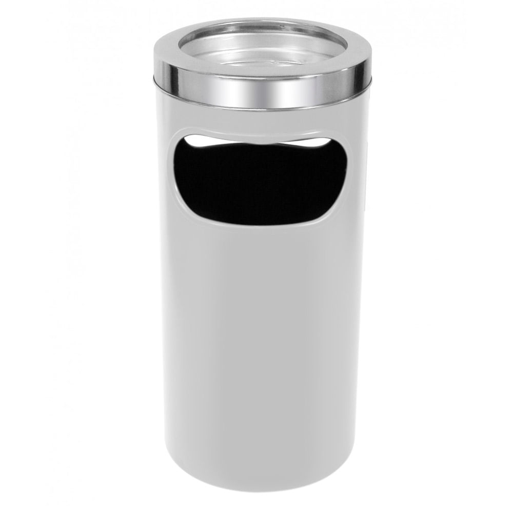 Cinzeiro Lixeira Plástica JSN com Aro em Aço Inox Branca 22L