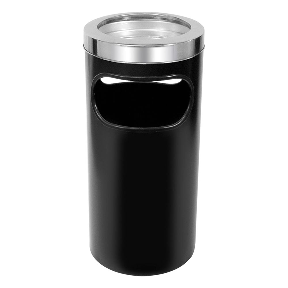 Cinzeiro Lixeira Plástica JSN com Aro em Aço Inox Preta 22L