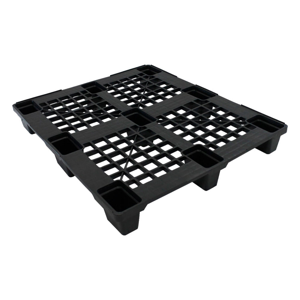 Palete Plástico JSN Empilhável Vazado PE2 Preto