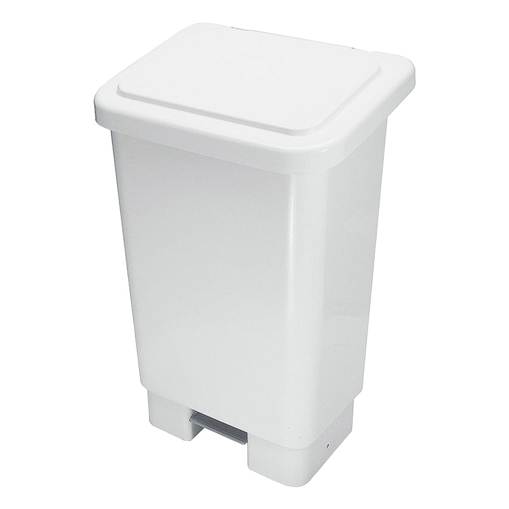 Lixeira Plástica JSN Retangular com Pedal e Haste 50L Branca