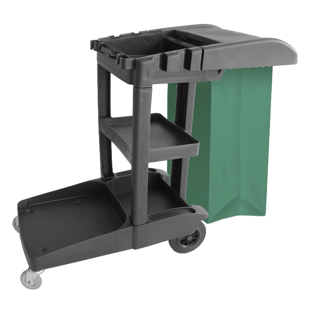 Carrinho Para Limpeza JSN Funcional W2VD Bolsa Verde 80L