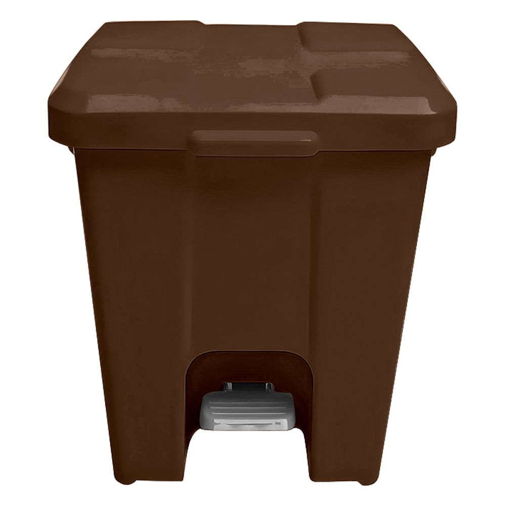 Lixeira Plástica JSN Quadrada com Pedal 30 Litros Marrom
