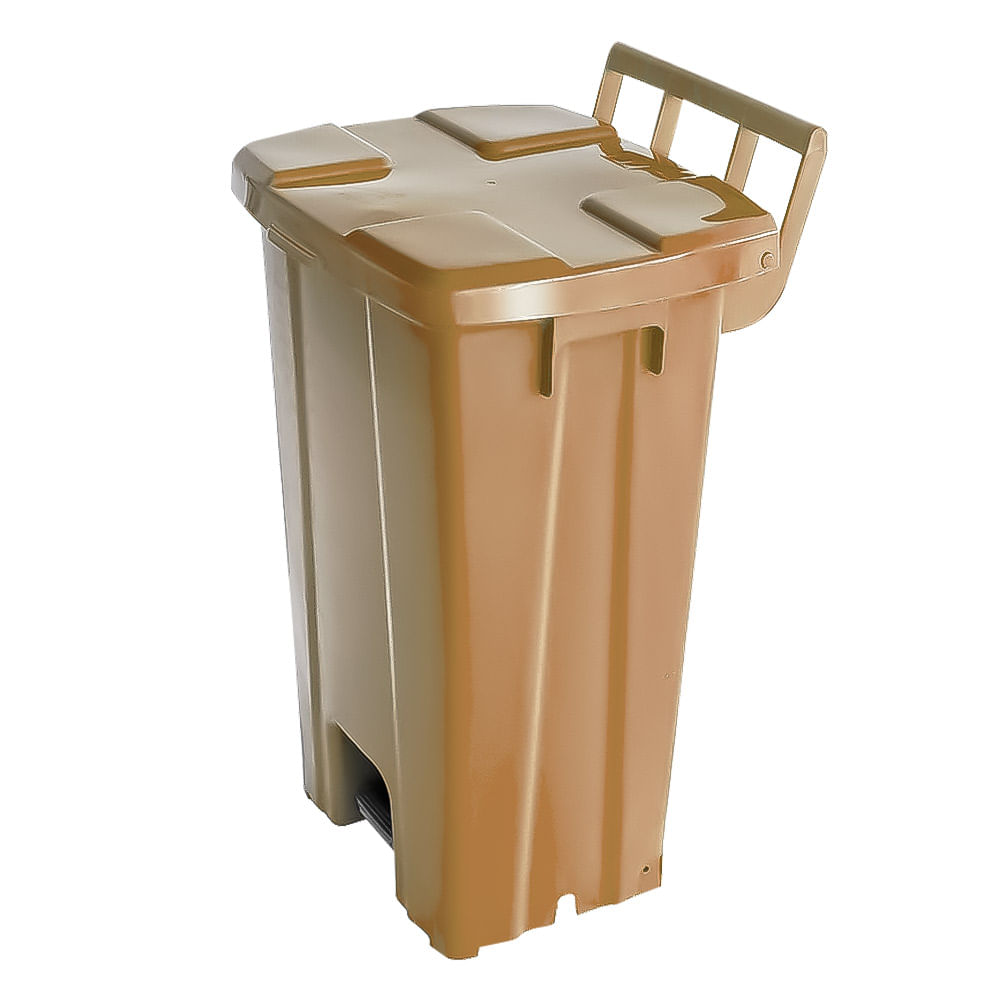 Lixeira Plástica Quadrada com Pedal JSN P100sm Marrom 100L