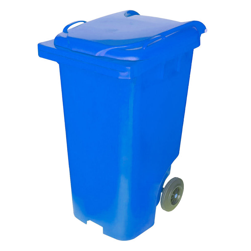 Contêiner de Lixo JSN Plástico com Rodas 21cm 240L Azul