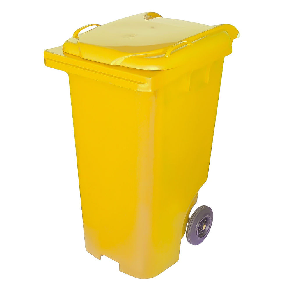 Contêiner de Lixo JSN Plástico com Rodas 21cm 240L Amarelo