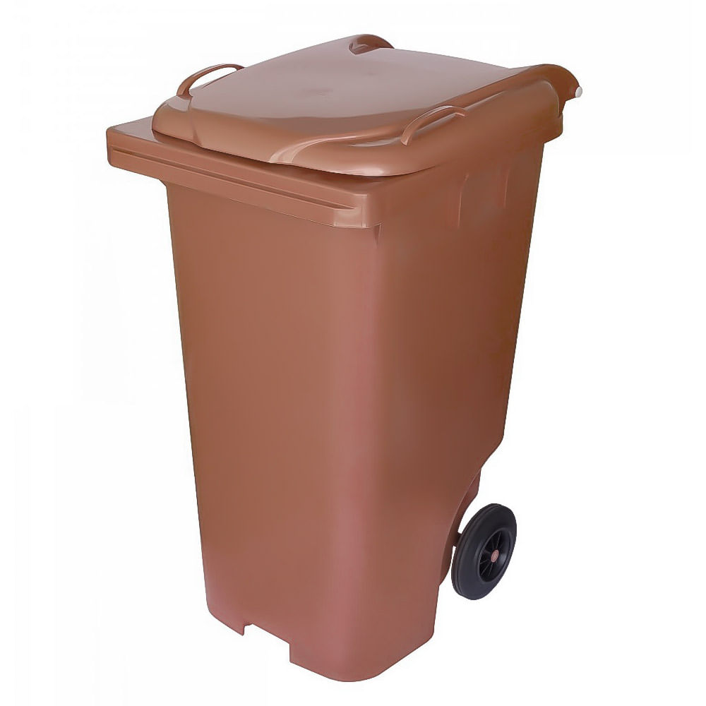 Contêiner de Lixo JSN Plástico com Rodas 21cm 240L Marrom