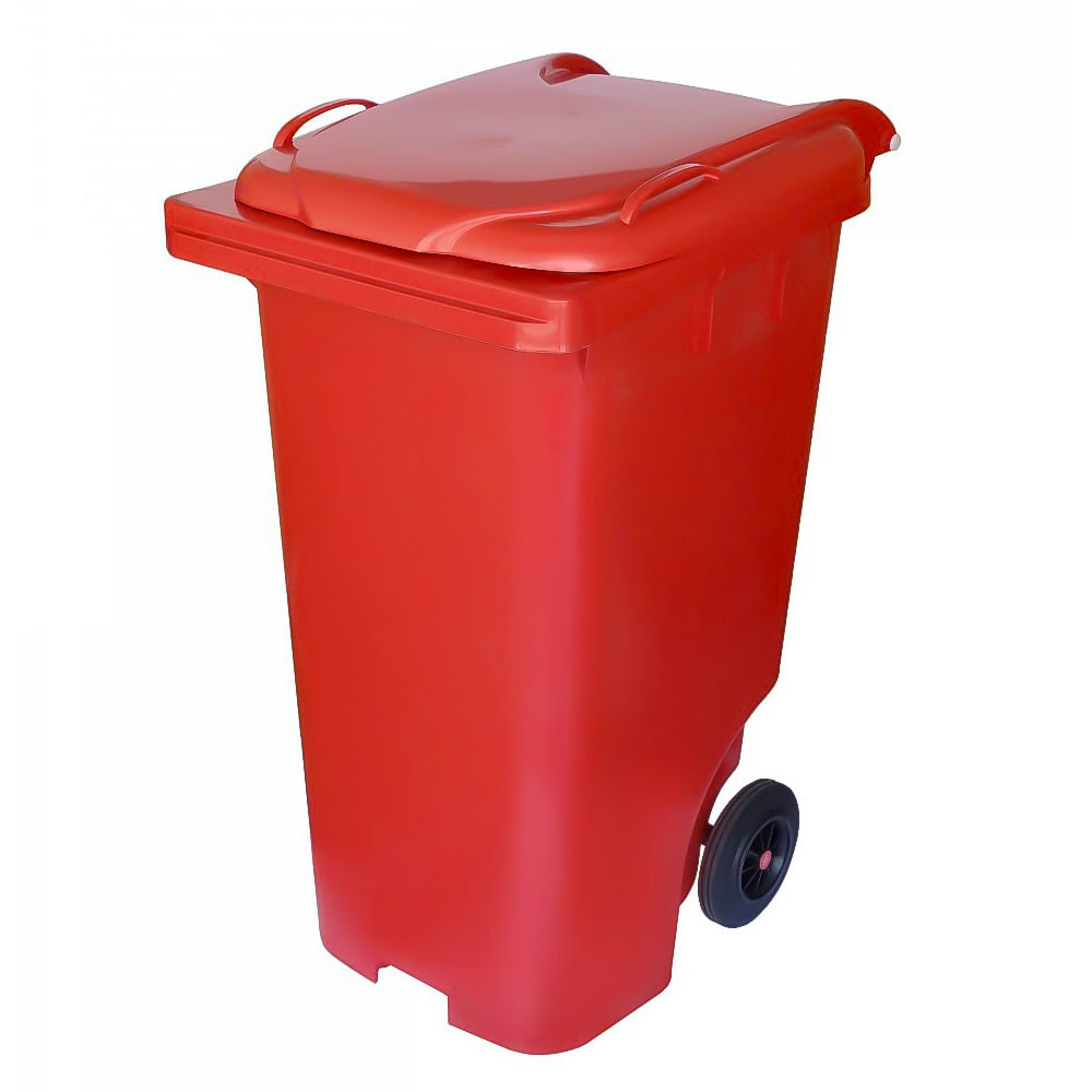 Contêiner de Lixo JSN Plástico com Rodas 21cm 240L Vermelho