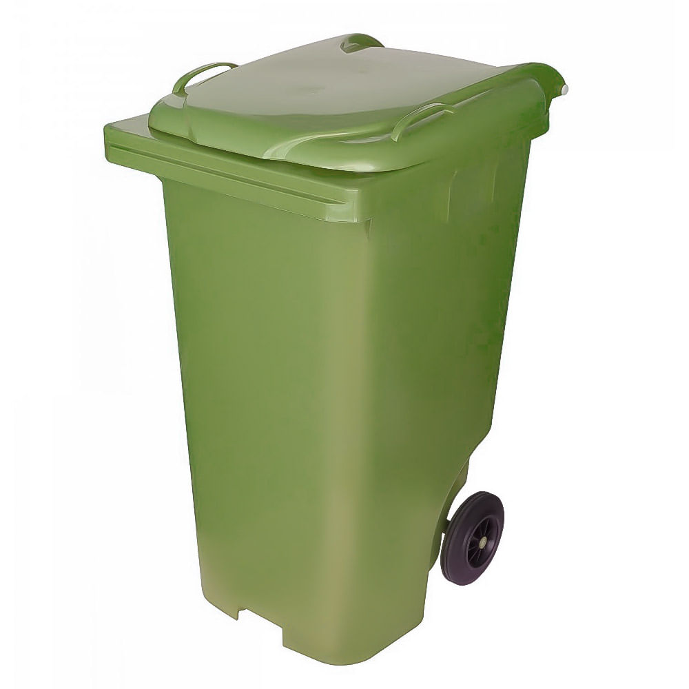 Contêiner de Lixo JSN Plástico com Rodas 21cm 240L Verde