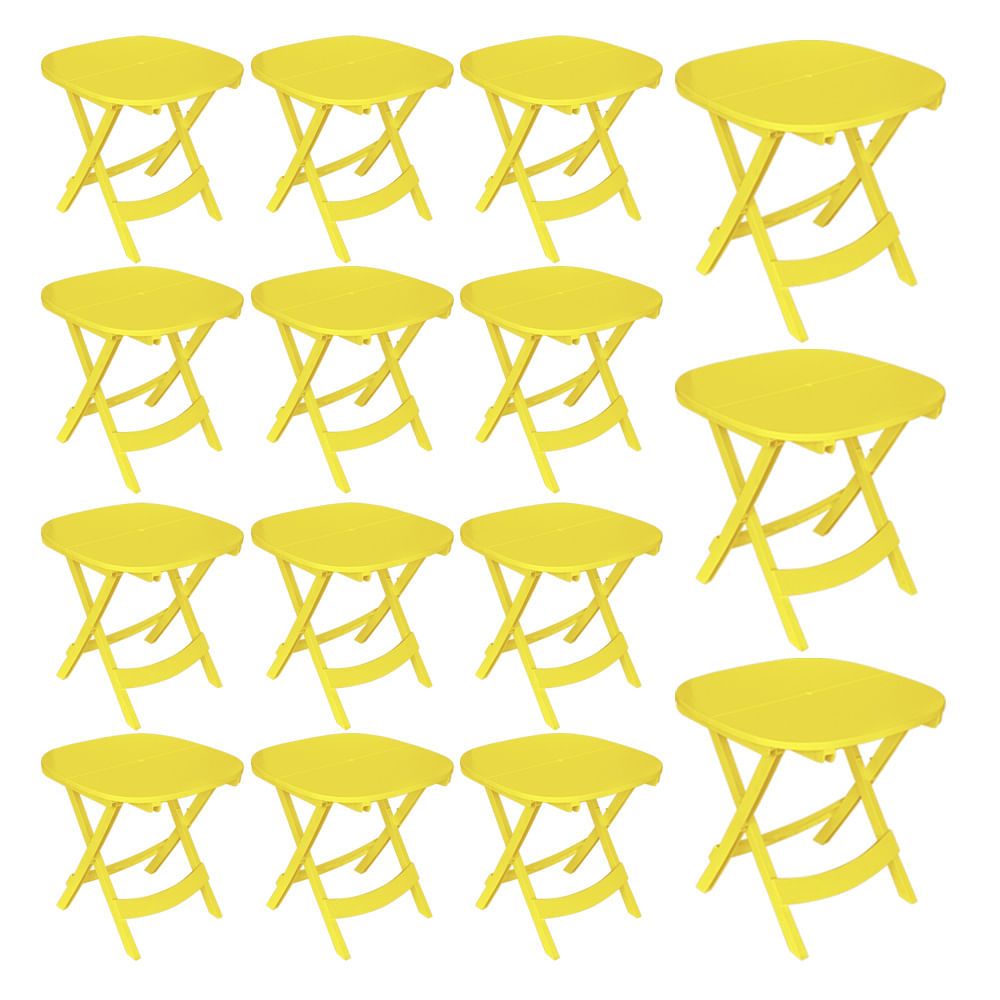 Mesa Plástica JSN ME2AM Dobrável Amarela 16UN